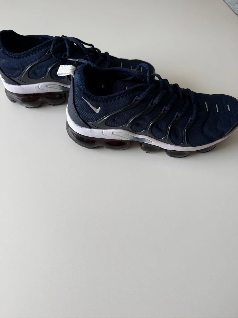 Nike Air VaporMax Plus Midnight Navy & White Mens Lace-Up Sneakers- Size 7